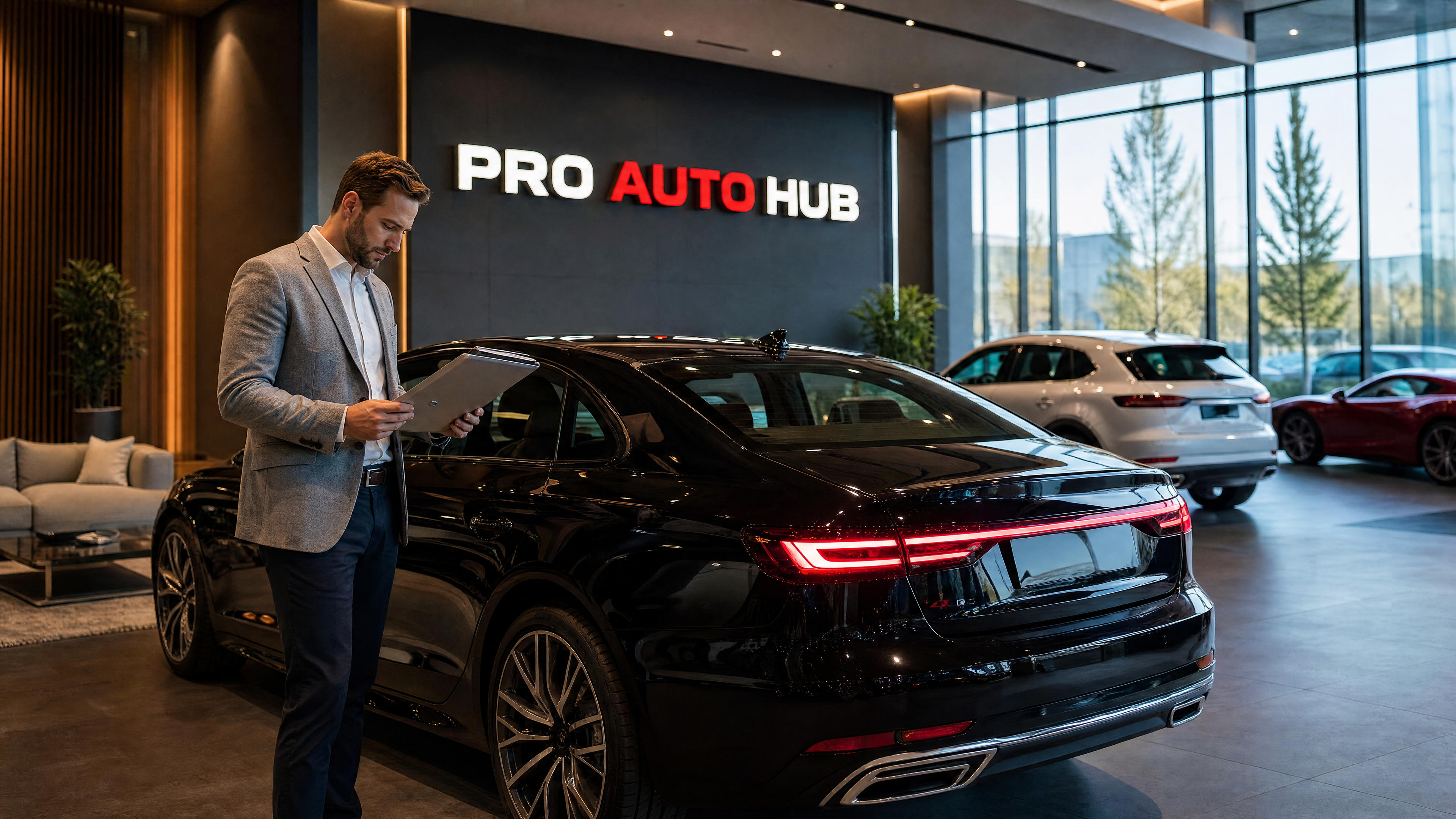 Buyer reviewing vehicle details before contacting a dealership